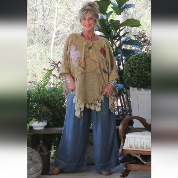 Jaded Gypsy Pants - 💎BRAND NEW Jaded Gypsy Sun Drift Pant Wide-Leg Denim Pants in Chambray
